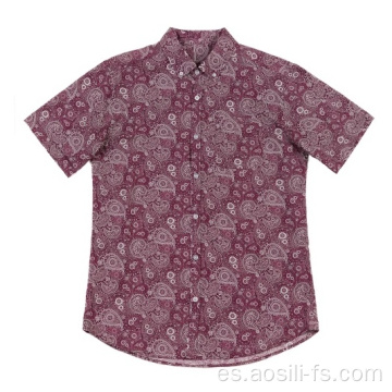 Camisas de algodón para hombre Casual Paisley